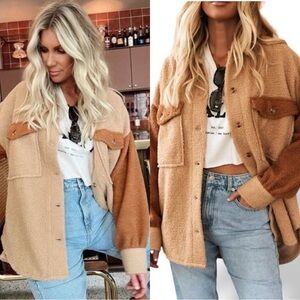 12TH TRIBE x Salty Blonde Teddy Long Sleeve Shacket Jacket Coat